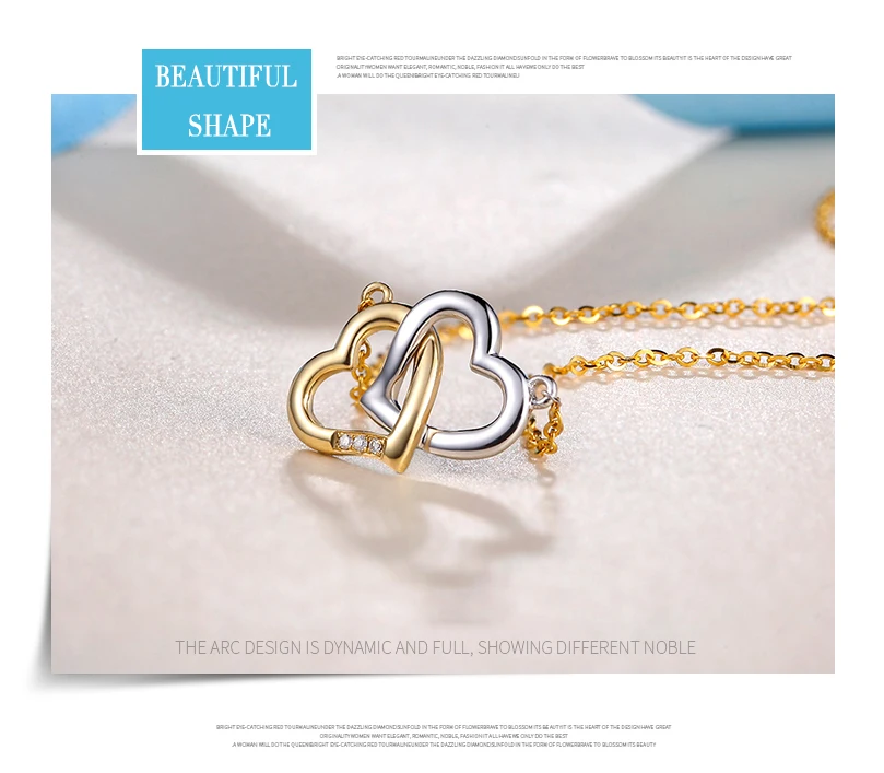 18K Gold Diamond Necklace Pendant Love Heart Lock Chain charm Gift Rose real natural pure women girl lover couple wedding party