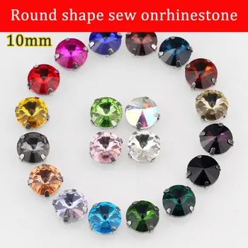 

10mm 20pcs/pack round shape crystal sew on rhinestone with claw Wedding handmade materials