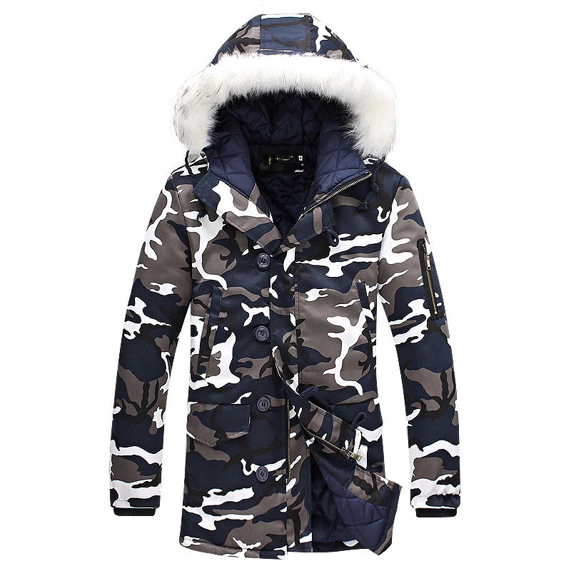 2016 winter Fashion camouflage parkas men military Men’s Clothing winter jacket men with fur a hood free shipping size M-5XL