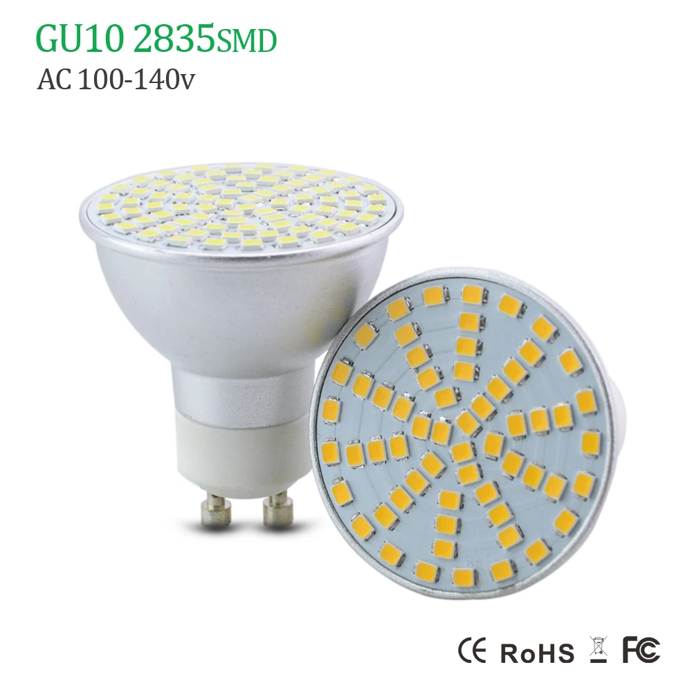AC110V 100V 127V 5W 7W GU10 Светодиодная лампа SMD2835 СВЕТОДИОДНЫЙ прожектор Теплый/белый