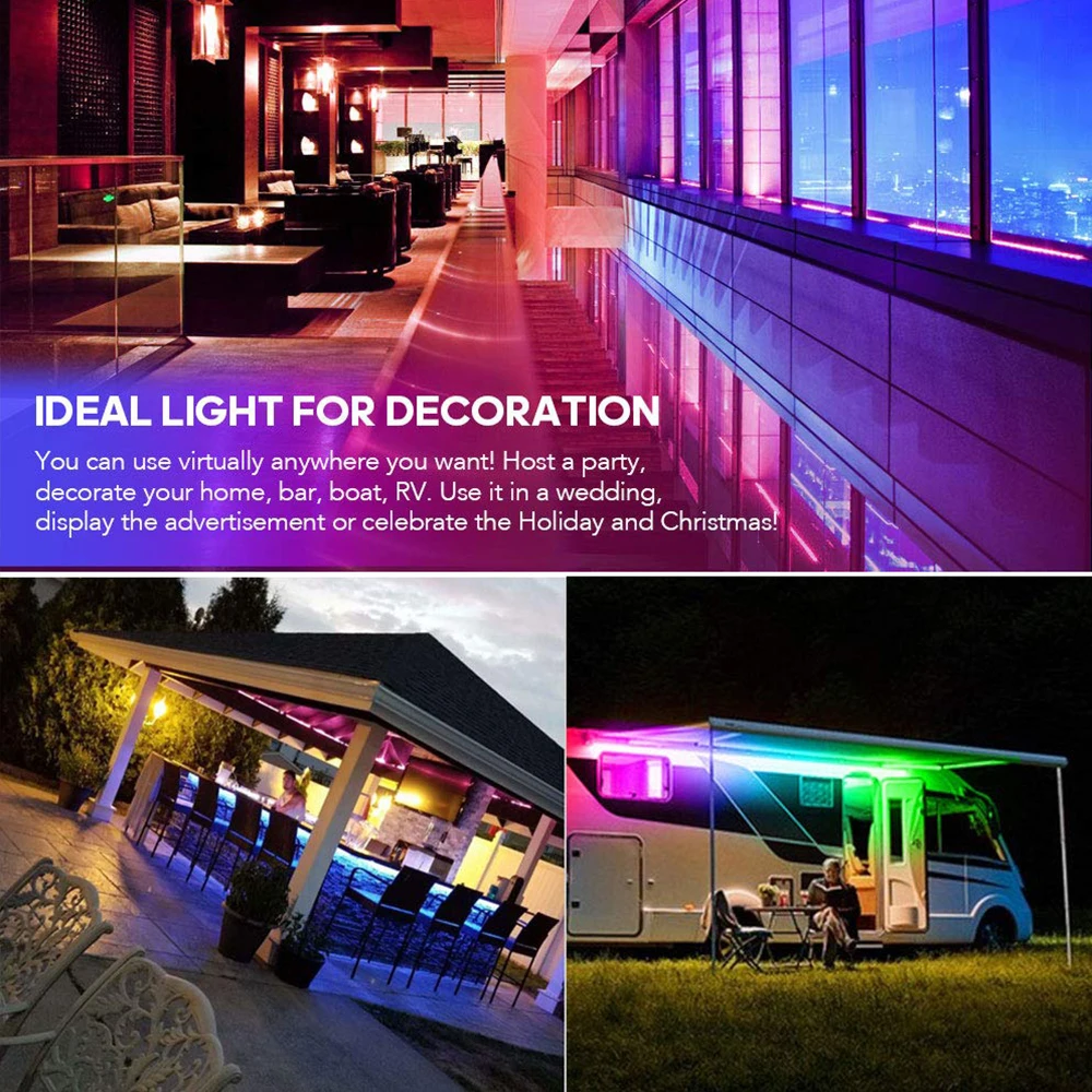 Dream Color LED Strip Lights with APP, Multicolor Chasing, Waterproof RGB Rope Lights Kit, SP110E Bluetooth Controller ws2811