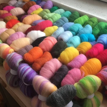 

wholesale needle felt handicraft materials and tools dyed Needle Felting Wool 93 colors 10g/93pcs/lot