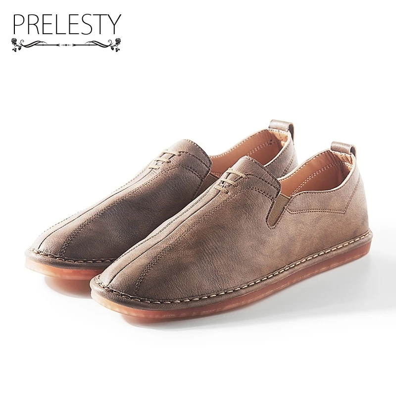 

Prelesty Mens Casual Shoes Slip on Moccasin Comfortable Split Toe Solid Color Plus Size Adult Flats Daily Microfiber Dropshippin