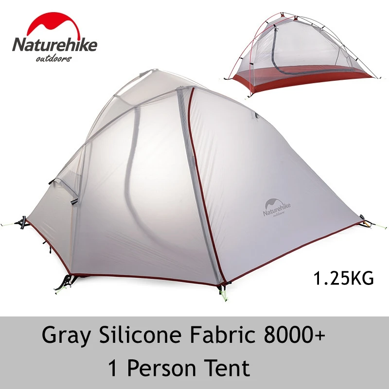 Naturehike силиконовый двухслойный тент на 1-2 человека, наружная палатка с одной спальней, палатка с ковриком, 2 цвета, 3 сезона - Цвет: Gray 1 Person Tent