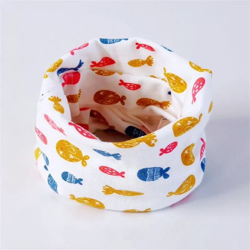 Зимний шарф для маленьких девочек, осенние детские шарфы, хлопковый шарф для новорожденных, детский шарф для мальчиков, воротник с круглым вырезом - Цвет: 52white fish