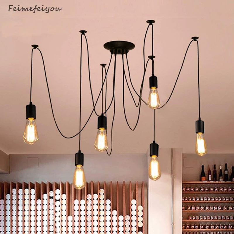 

6 Heads Adjustable DIY Retro Industrial Warehouse Vintage Spider Ceiling Lamps for Home Decoration Restaurant Bar Cafe Room