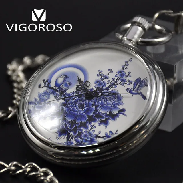 VIGOROSO Brand Self-Wind Automatic Mechanical Pocket Watch Steel Open Face Non-N VIGOROSO Brand Self-Wind Automatic Mechanical Pocket Watch Steel Open Face Non-N
