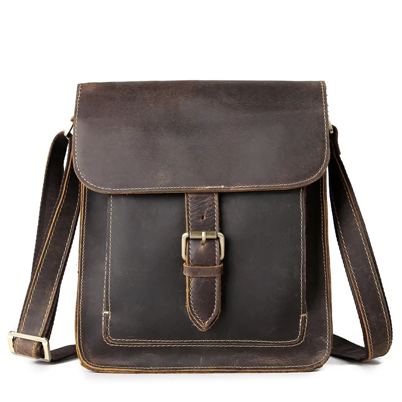 

Crazy Horse Men's Crossbody Bag Real Leather Messenger Male Luxury Shoulder Handbag Bag Casual Flap Tote Travel Case Fashion Bag