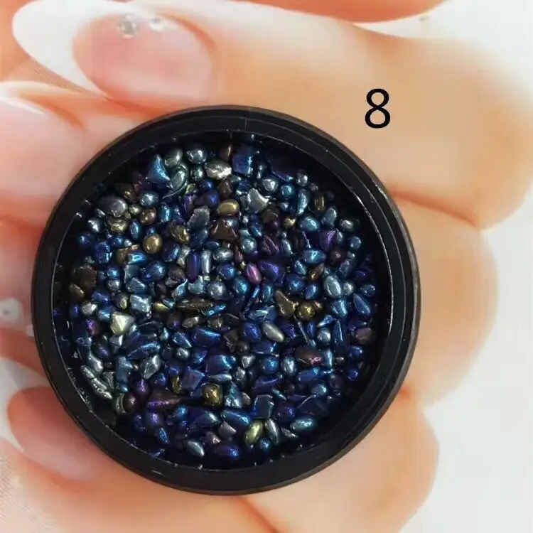 

3D Approx. 3g/jar Nail Art Mini Plated Glass Stones Decoration Tiny Deco