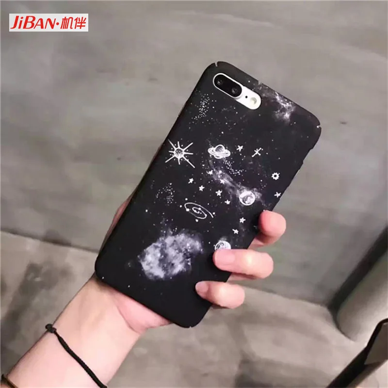 

JIBAN For iphone 6 6s 6plus 7 7plus Phone Case Airship Astronaut Space UFO Light Hard PC Phone Back Cover Capa Fundas Coque
