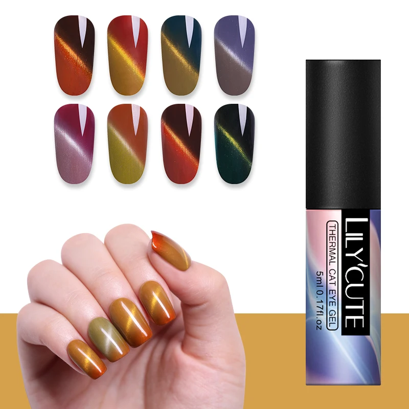 

LILYCUTE 3D Magnetic Cat Eye Thermal Gel Polish Soak Off UV Gel Temperature Color Changing Nail Art Gel Varnish Nail Design 5ml