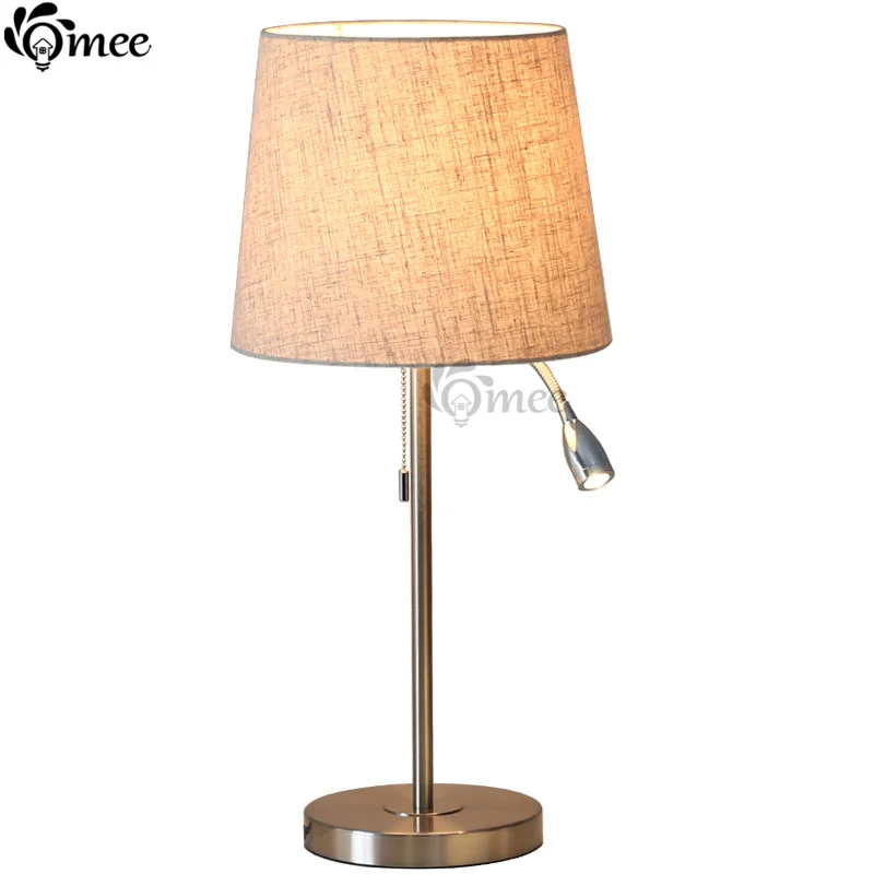 

Modern Table Lamps Lights Bedroom Read Spot Lamp Body Beige Fabric Lampshade New Desk Lampe AC 220v Led Indoor Decoration Light