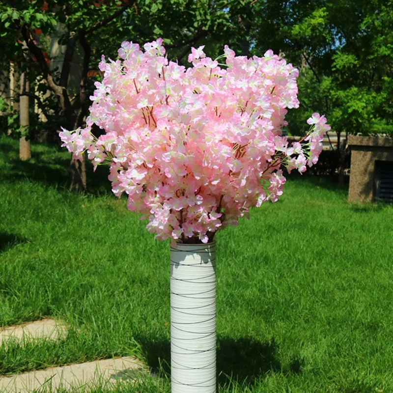 Свадебное украшение, 160 головок, симуляция вишни, ветка цветов, искусственная Сакура, зашифрованная лента, груша, ветка, цветок - Цвет: as picture