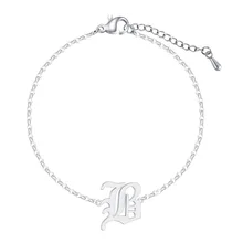 Старый Английский буквенный B ID браслет серебро Нержавеющая сталь 26 Алфавит именной браслет модный подарок на день матери Gracias Regalo