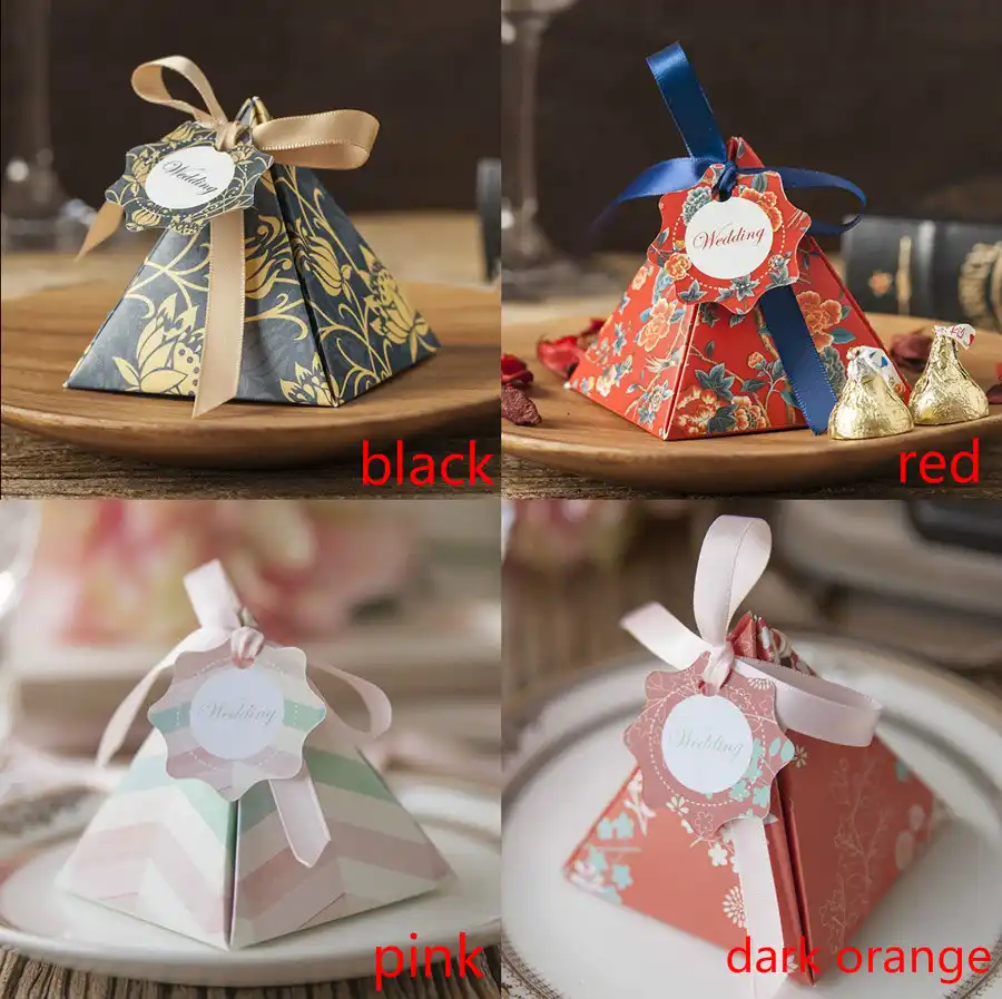 100Pcs//Set Paper Pillow Wedding Favour Boxes Candy Cake Sweet Gift Bag With Rope
