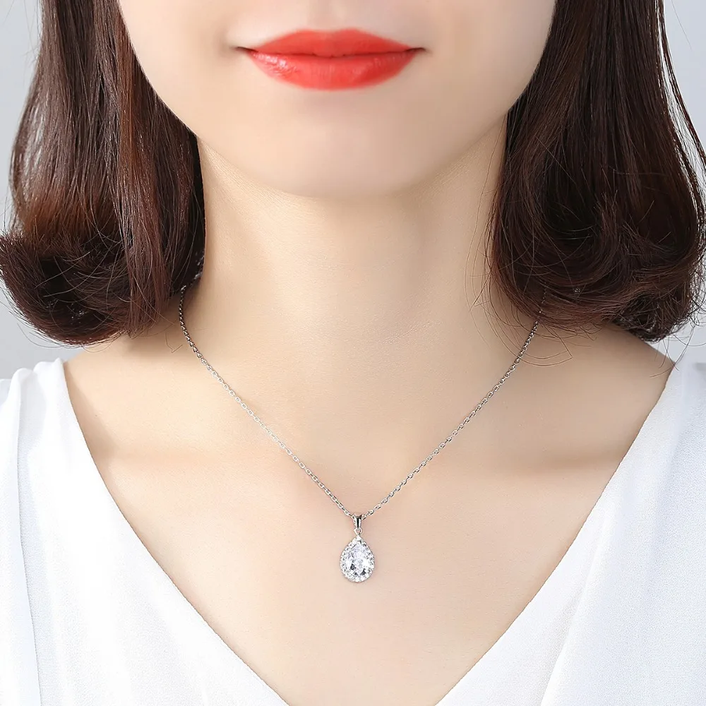 Luoteemi классический европейский Стиль ААА циркония Water Drop Neckalce CZ камень кулон