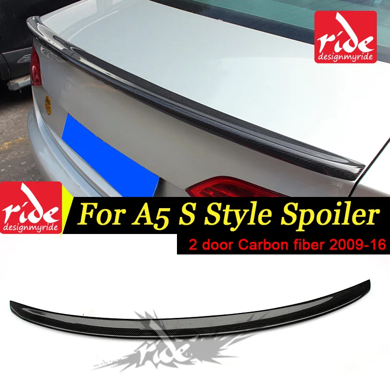 

For Audi A5 Carbon Spoiler S Style Carbon Fiber rear spoiler Rear trunk Lid Boot Lip wing A5 A5Q Coupe 2-Doors car styling 09-16