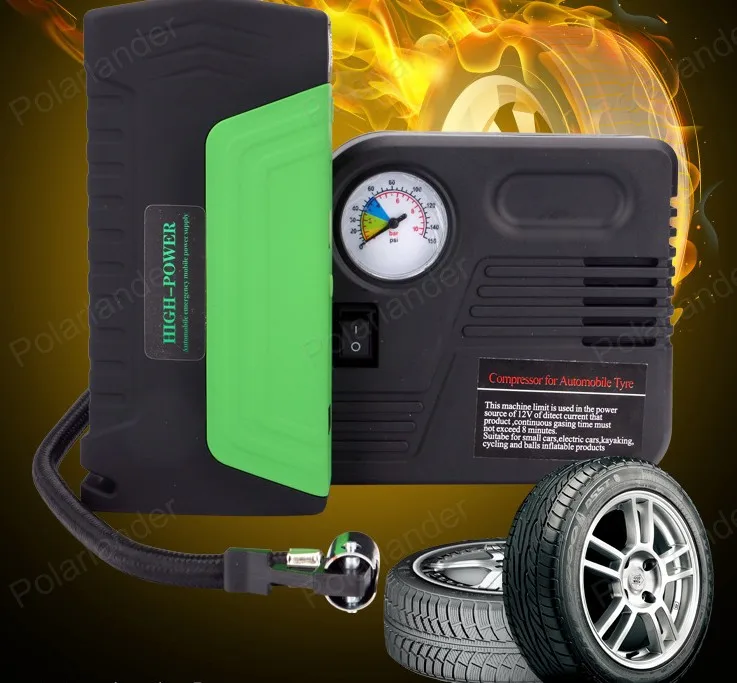 Car Jump Starter Vehicle AUTO Engine Booster Emergency Start Battery Portable Charger Power Bank with pump 2USB