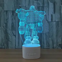 LED робот ночник Bluetooth Динамик музыка творческий 3D настольная лампа 5 цветов изменить USB ребенок, спящий свет