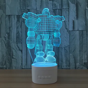 

LED Robot Night Light Bluetooth Speaker Music Creative 3d Table Lamp 5 Color Change USB Baby Sleeping Light