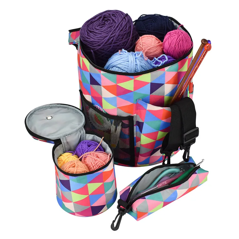 Yarn Wool DIY Storage Bag Household Tote Storage Bag for Crochet Hook& Knitting Needle DIY Needlework Storage Bag For Yarn Ball