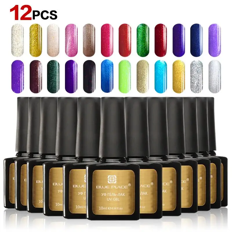 12pcs/lot Russian Blue Place UV Gel nail polish sets art soak off 120 colors Varnish 10ml