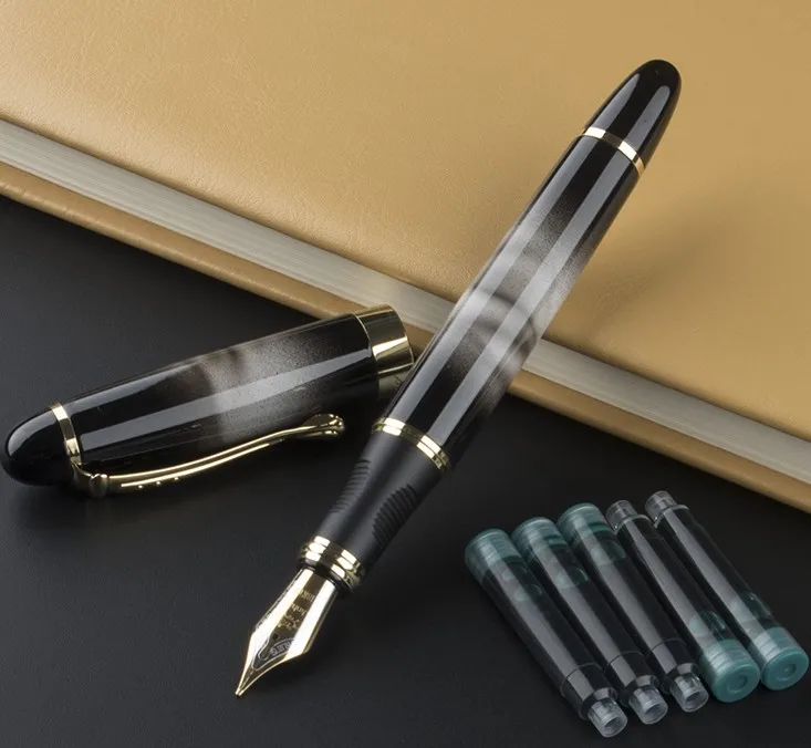 Jinhao 450 перьевая ручка полностью Металлическая Золотая клипса роскошные ручки Jinhao X450 0,5 мм Средний наконечник Бизнес Офис школа+ набор чернил - Цвет: 08