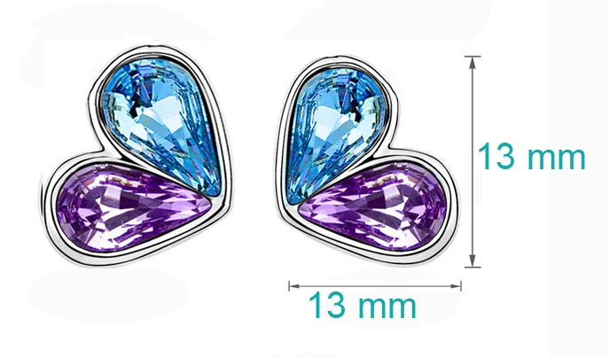 Женские серьги гвоздики с австрийским кристаллом|earings women jewelry|heart stud earringsbrand earrings |