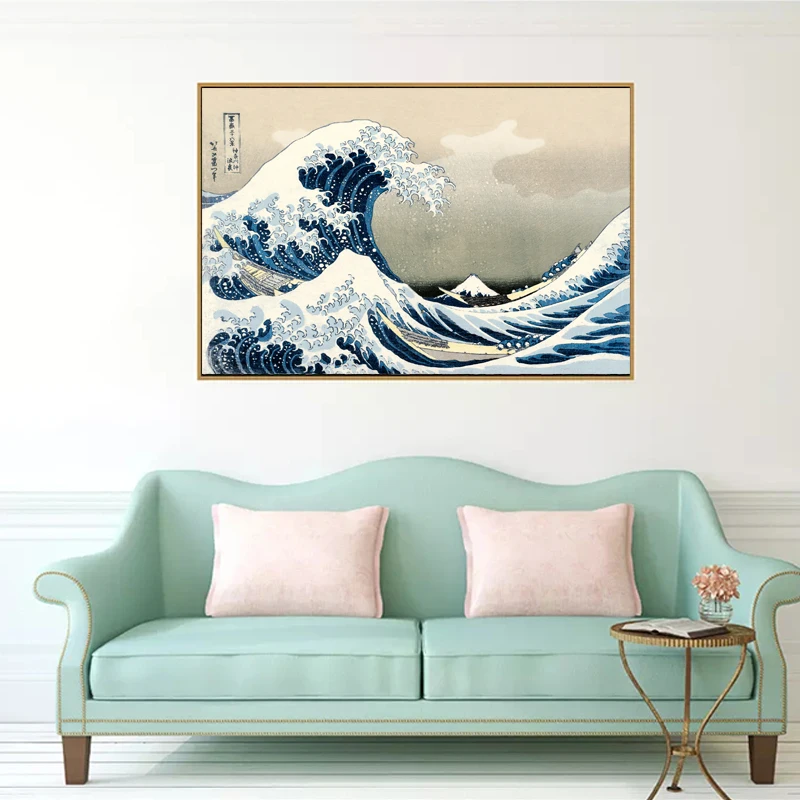 SELFLESSLY Wall Art Japanese Style Painting Kanagawa Surf Canvas Art