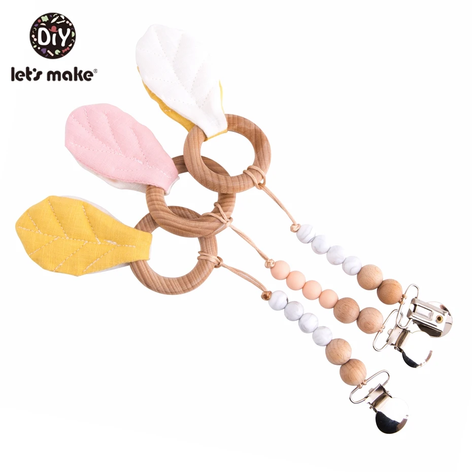 

Let's Make 1pc Baby Pacifier Chain Wooden Holder For Nipples Food Grade Beech Wood Pacifier Clip Wood Baby Pacifier Chain