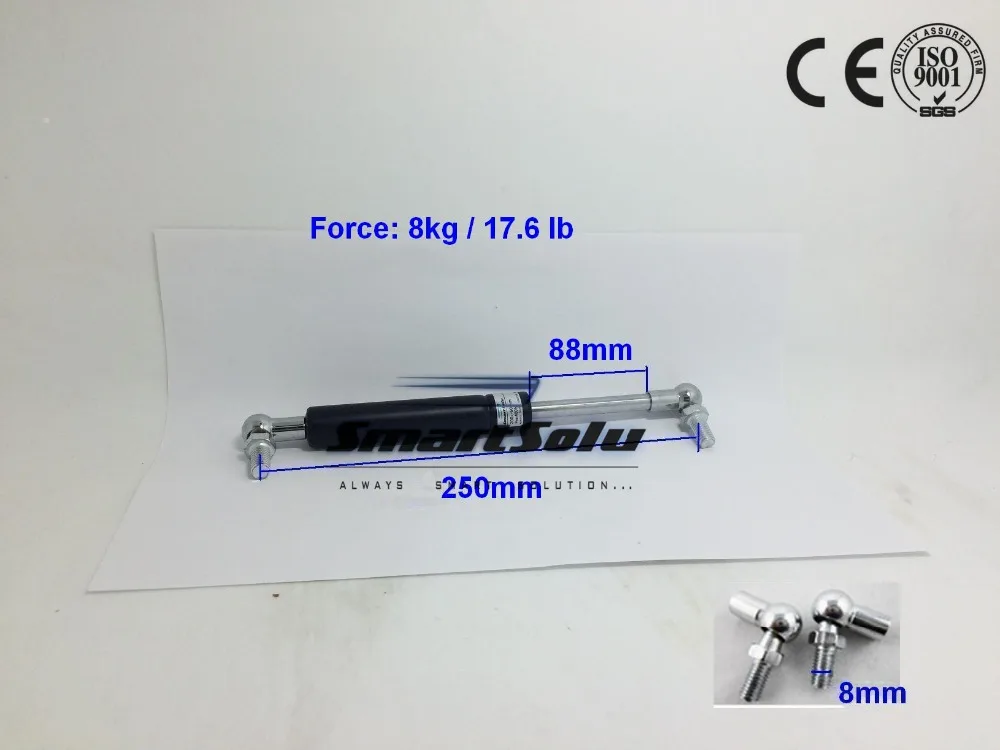 

Free Shipping 8kg 17.6lb Force Ball Studs Lift Strut Automotive Gas Spring 10.4