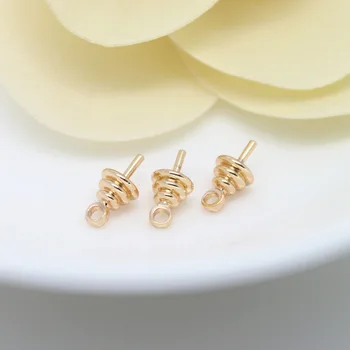 

10PCS 10x5MM 24K Champagne Gold Color Brass Half hole Pearl Connector Charms Beads Caps High Quality Diy Jewelry Accessories