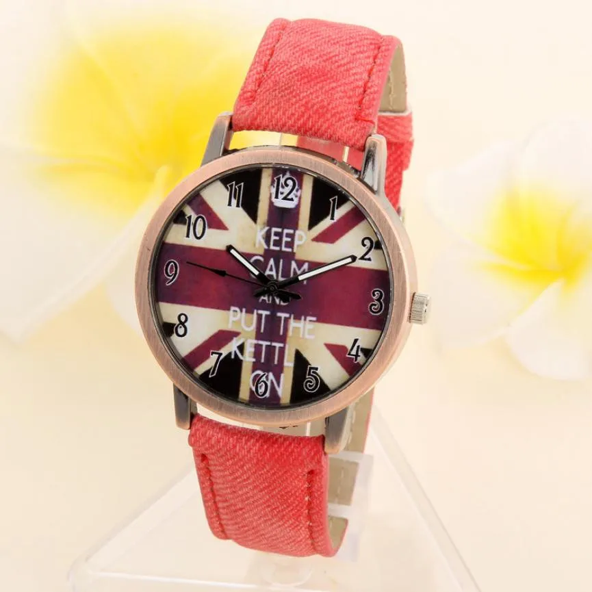 

Timezone#301 Simple Unisex Casual Quartz Analog Sports Denim Fabric UK Flag Wristwatch Watches Dress Women Watch Clock