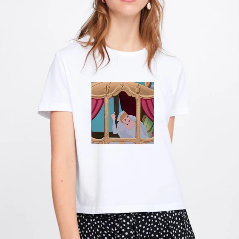 

Women's T-Shirt Harajuku Funny Princesses T-shirt 100% Cotton Plus Size Woman Clothes Graphic Tees Women Streetwear