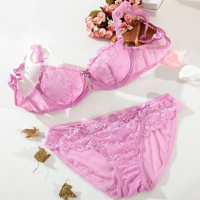 New Lace Lingerie Sets Plus Size 36 38 40 Ultrathin Sexy Underwear Set Women Cotton Comfortable