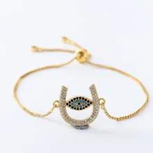 Золотая, серебряная цепочка micro pave cz Циркон кубический цирконий веревочный браслет с регулировкой макраме подковы глаз браслет gk6h Модные женские