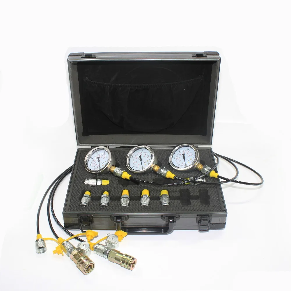 Kit Probador de presión hidráulica excavadora pruebas Acoplamiento 3 calibres 60MPa Caja 
