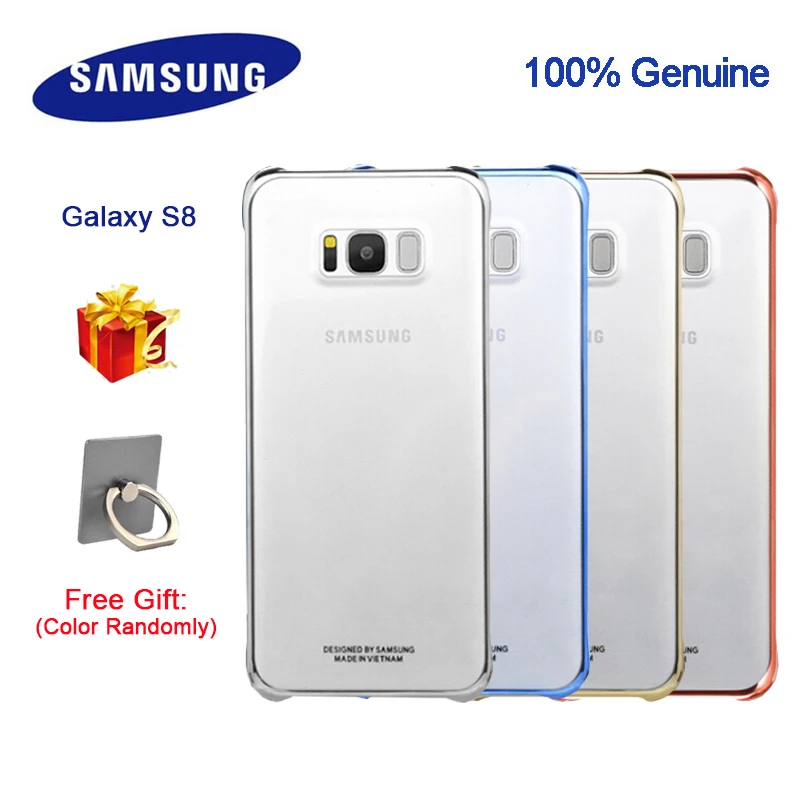 

100% Original Samsung phone cover support for Galaxy S8 with Transparent Anti-knock Electroplating Multicolor Free Gift case