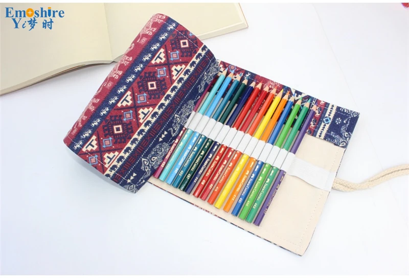 Emoshire Pencils cotton canvas handmade original hole color lead pencil pencil pencil pencil bag (7)