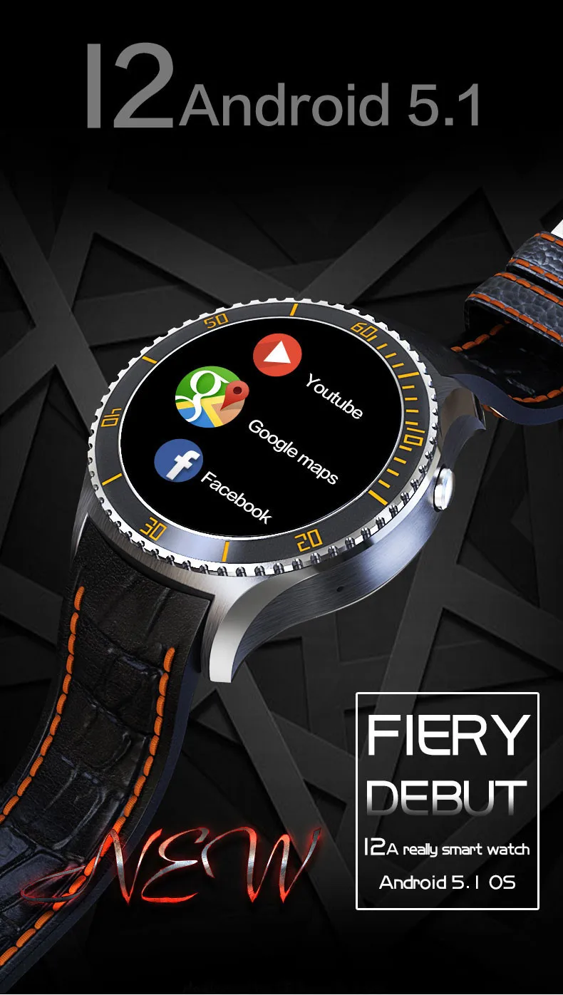 

Round smart watch Android I3 MT6580 support 3G WIFI SIM GPS Heart Rate bluetooth for wearable devices montre intelligente V KW88