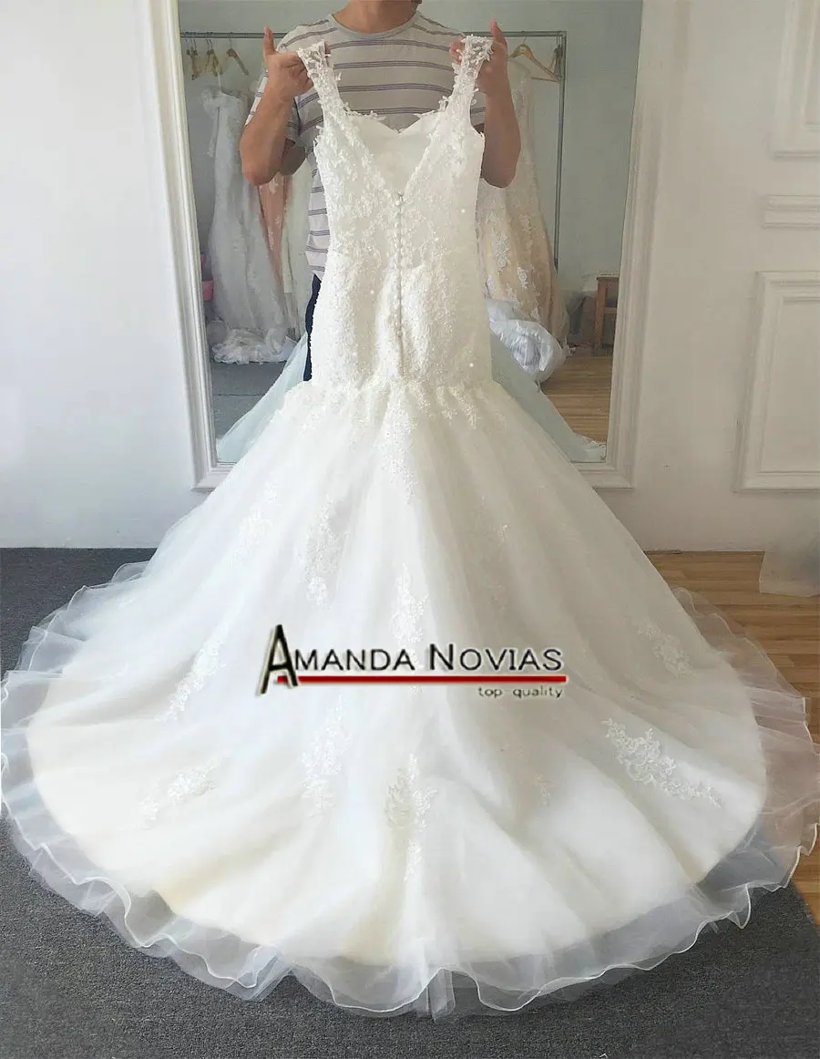 Высокое качество Кружева Русалка Свадебные платья Amanda Novias бренд