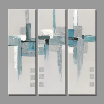 

3 Piece Abstract blue white and gray pictures oil painting Paintings for living room Home Decor Wall canvas art print Painting