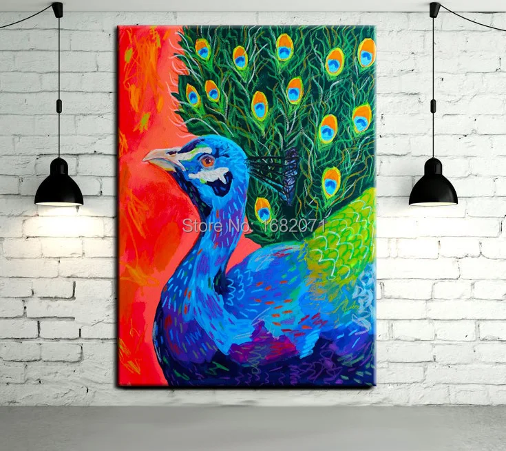 

New Arrived High Quality Hand-painted Peacock Oil Painting On Canvas Hand-painted Canvas Peacock Painting For Wall Decorative