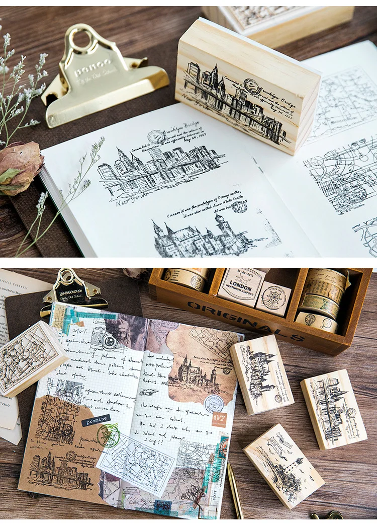 PIKAALAFAN деревянный штамп путешествия значение серии журнала резиновая деревянный рука счета альбом Дневник украшения DIY штамп игрушка