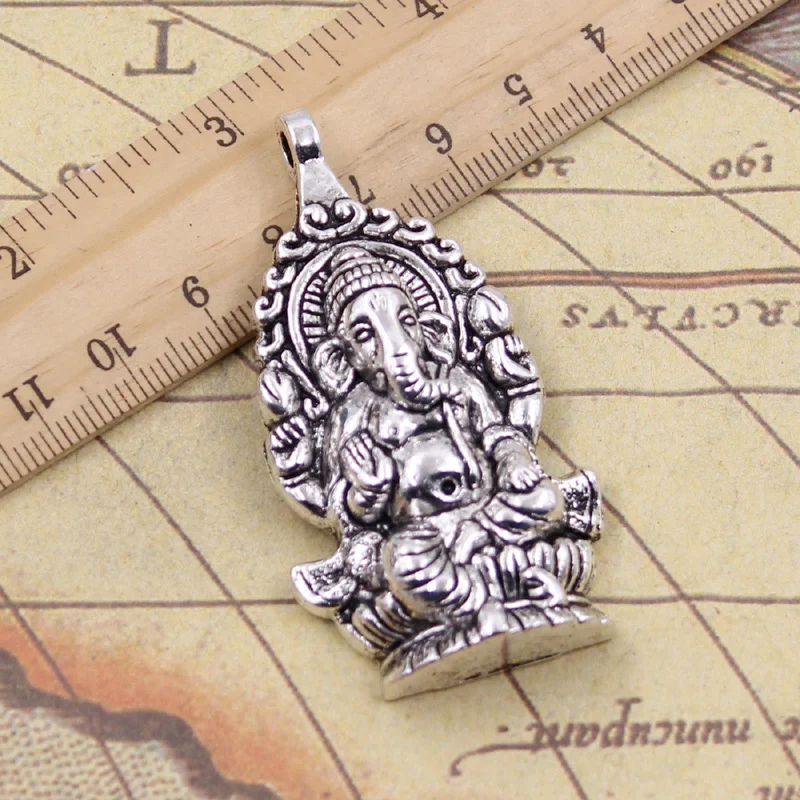 

1pcs/lot Charms Ganesha buddha elephant 62x32mm Tibetan Silver Pendants Crafts Making Findings Handmade Antique DIY Jewelry