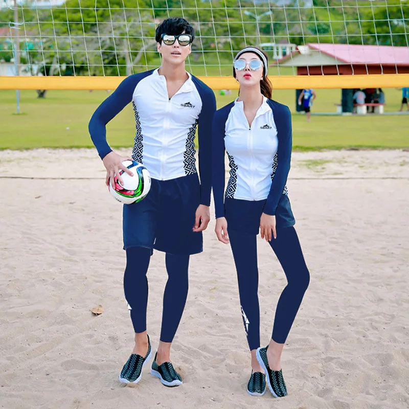 

Matching Couples Rash Guards Long Sleeve Zip Sun Protection Rashguard Swiming Surfing Bathing Suits Black White Beachwear men