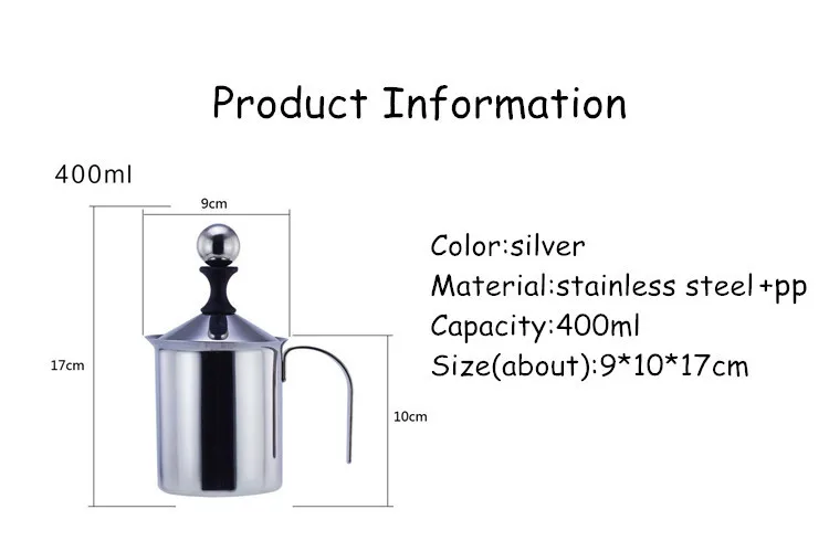 400 мл ручной вспениватель молока, френч-пресс для приготовления кофе 304 нержавеющая сталь ручной насос вспениватель молока, ручные кувшины для вспенивания молока