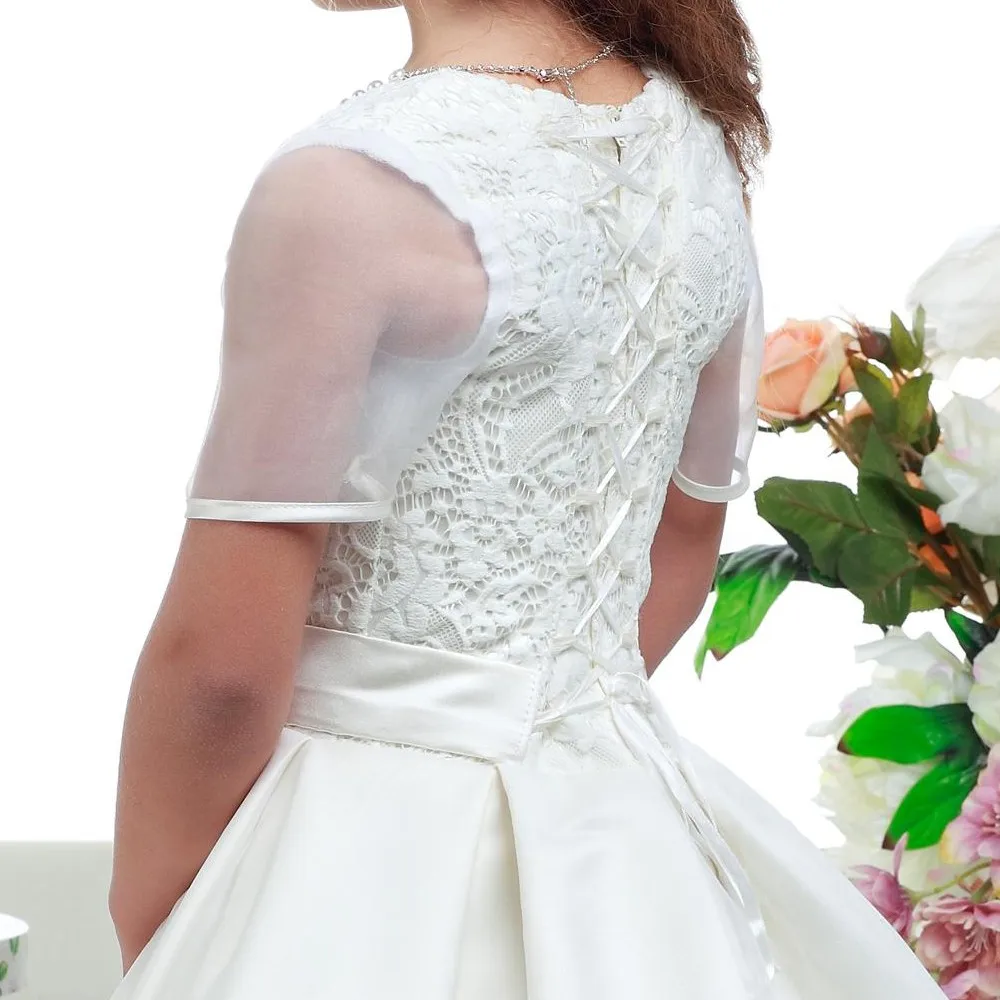 Симпатичные белый первое причастие платья для девочек 2017 бисероплетение sash