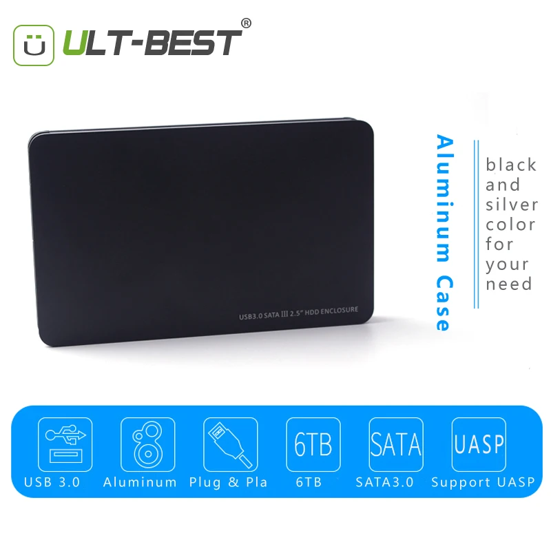 Алюминиевый корпус для жесткого диска ult best 2 5 дюйма USB 3 0 на SATA III поддержка UASP HD Box