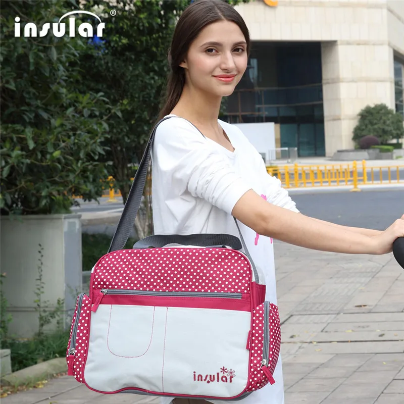 

Insular Multi-function Baby Diaper Bags Waterproof Fiber Maternity Nappy Messenger Bags Large Capacity Mummy Hobos Dot Mommy Bag